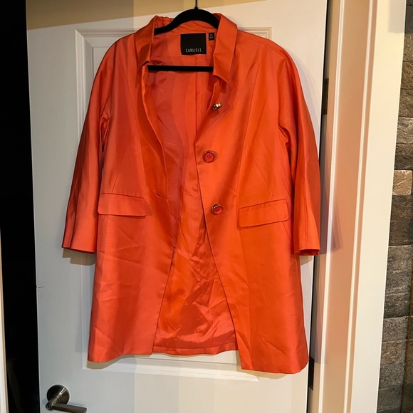 Peach coloured knee length coat size 12 - Picture 6 of 6